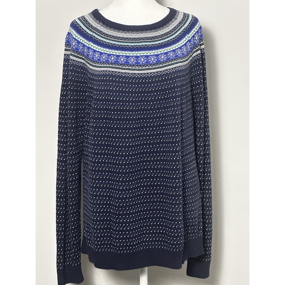 Vintage Talbots XL Birdseye Nordic‎ Fair Isle Yoke Knit Sweater Womens XL